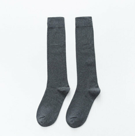 【3 pairs】Women's Combed Cotton Solid Color High Socks (Dark Gray)