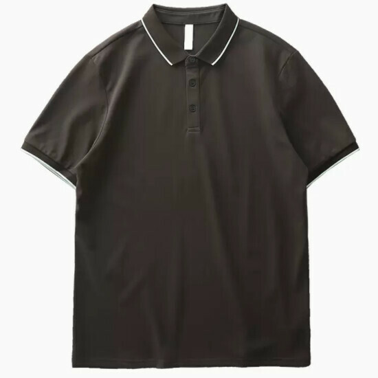 Loose casual collared short sleeve T-shirt (M-3XL deep coffee) (contact customer service to confirm the shipping size after placing an order)