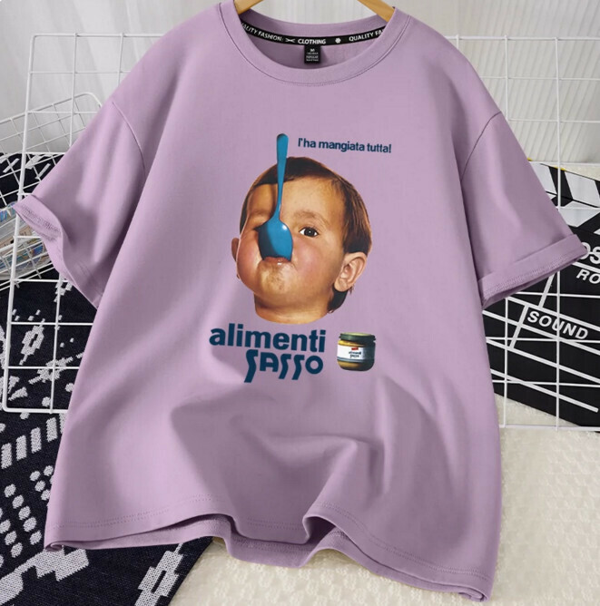 Casual loose short-sleeved T-shirt (taro purple naughty kids S-2XL size) (contact customer service to confirm the shipping size after placing an order)】