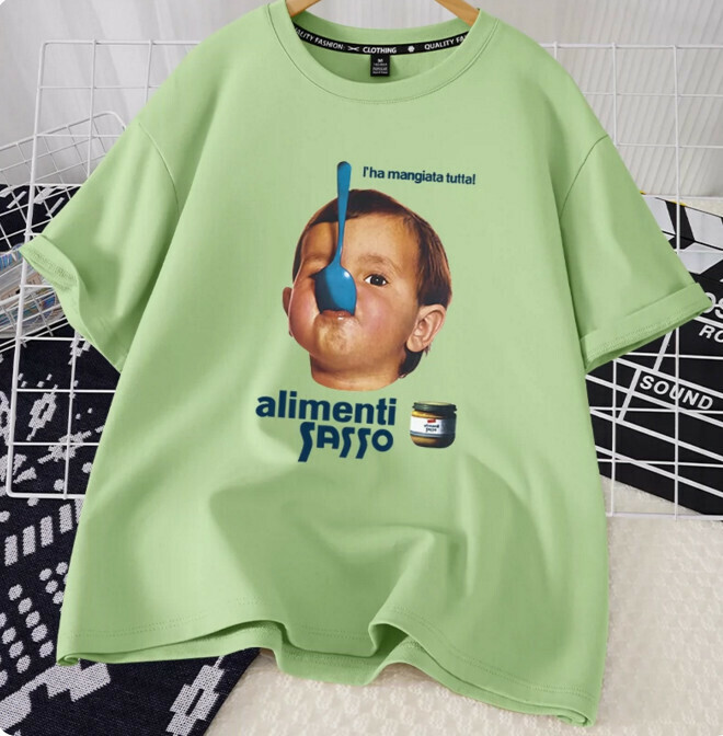 Casual loose short-sleeved T-shirt (fruit green naughty kids S-2XL size) (contact customer service to confirm the shipping size after placing an order)】
