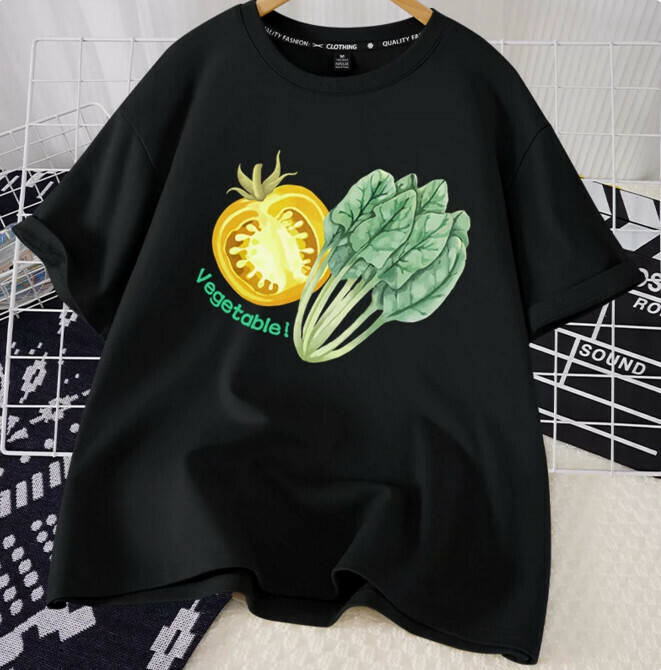 Casual loose short-sleeved T-shirt (black S-2XL size) (contact customer service to confirm the shipping size after placing an order)】