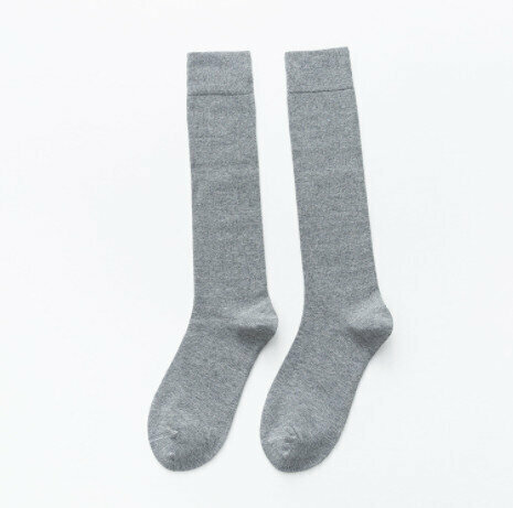 【3 pairs】Women's Combed Cotton Solid Color High Socks (Light Gray)