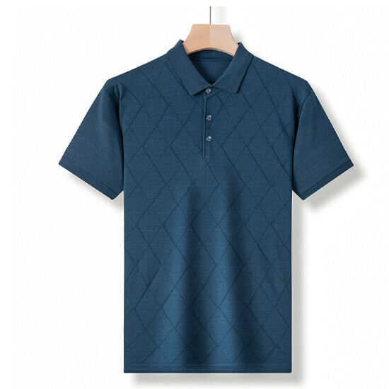 Lapel short-sleeved T-shirt [2205 Haqing] size [165/M-190/4XL] [Contact customer service to confirm shipping size after placing an order]