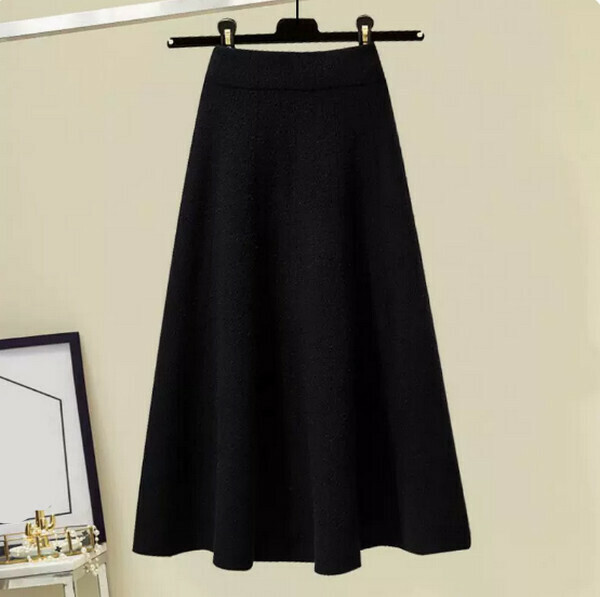 Knitted skirt#Single piece (black) [M-4XL size] [Contact customer service to confirm size after placing an order]]