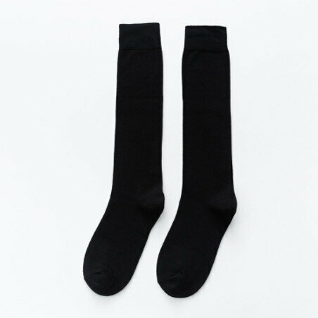 【3 pairs】Women's combed cotton solid color high socks (black)