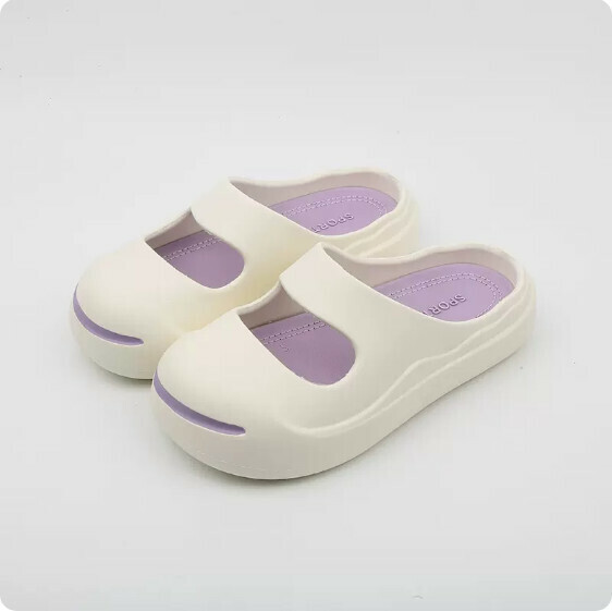 Summer Smile Baotou Half Slippers (8065 White Purple) [36-41 Size] [Contact Customer Service to Confirm Shipping Size after Placing an Order]]
