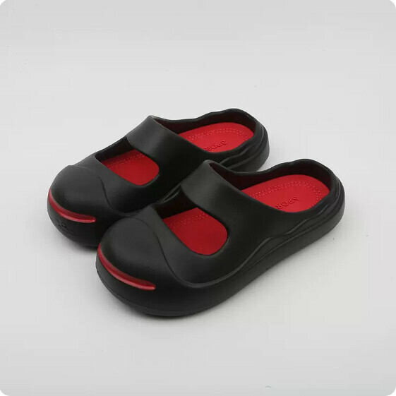 Summer Open Smile Baotou Half Slippers (8065 Black and Red) [36-41 Size] [Contact Customer Service to Confirm Shipping Size after Placing an Order]]