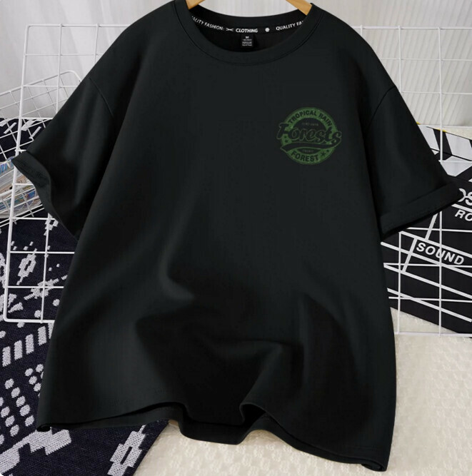 Casual loose short-sleeved T-shirt (black forest badge S-2XL) (contact customer service to confirm the shipping size after placing the order)】