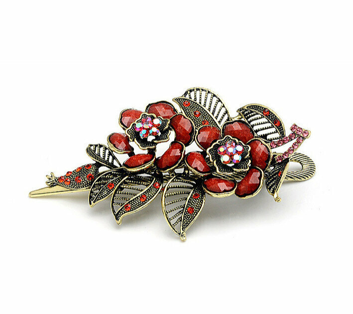 Vintage rose hairpin, pointed mouth clip, hairpin headwear [After placing an order, please contact customer service to confirm the delivery color]