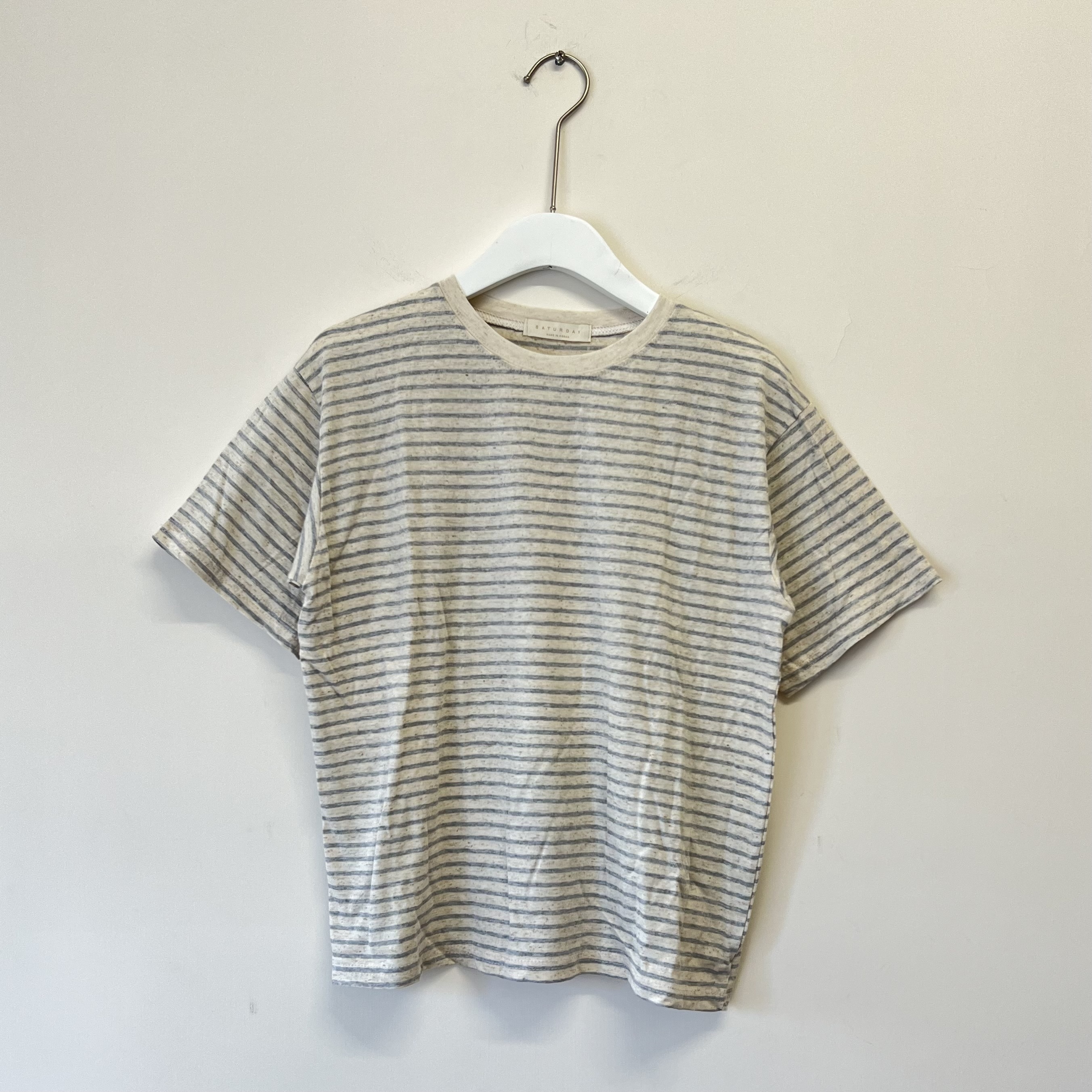 現貨 | 特別材質！混麻灰藍間紋 t e e