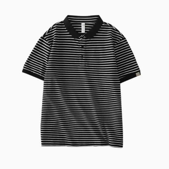 爆款休閑有領短袖T恤（M-4XL 黑色）(下單後聯絡客服確認發貨尺碼)