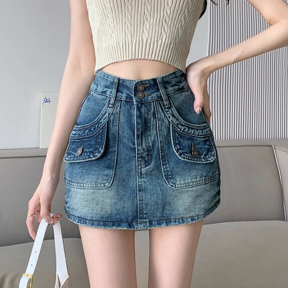 激抵防走光半身短裙女夏裝（藍色【S_XL碼】（下單後聯繫客服確認發貨尺碼）】