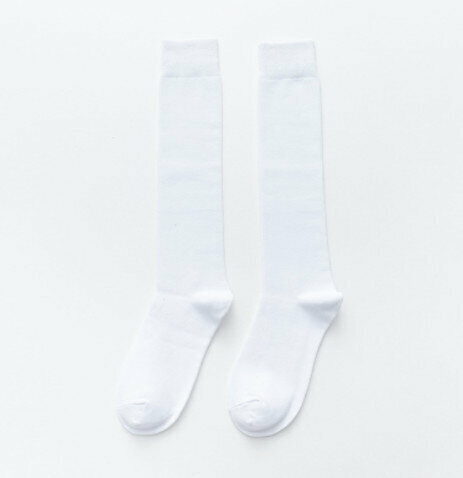 【3 Pairs】Women's Combed Cotton Solid Color High Socks (White)