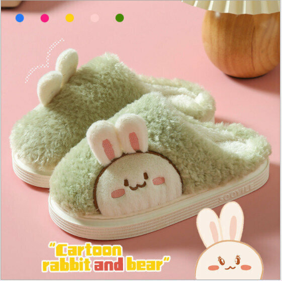 Cute cartoon couple cotton slippers (size 36-45 color 5 colors optional, please confirm with customer service after placing an order)