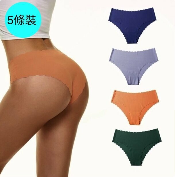[5 packs] low-rise ruffle wavy edge ice silk threaded underwear (XS-L size) [random color, contact customer service to confirm the shipping size after placing an order]