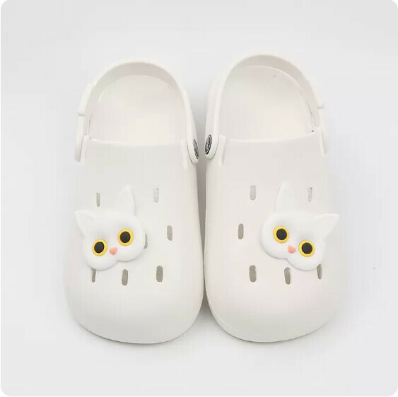 Summer Baotou Cave Sandals (8059-14 White Cat on White Bottom) [35-40 Size] [Contact Customer Service to Confirm Shipping Size after Placing an Order]]