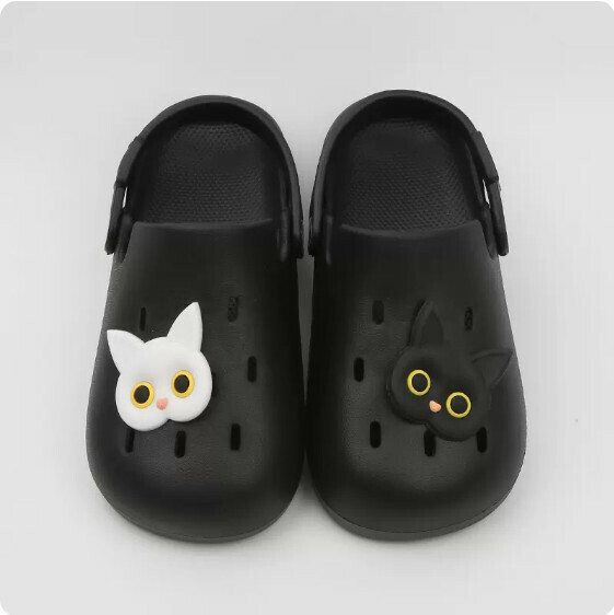 Summer Baotou Cave Sandals (8059-14 Black and White Cat) [35-40 size] [Contact customer service to confirm the shipping size after placing an order]]