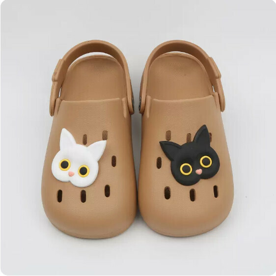Summer Baotou Cave Sandals (8059-14 Black and White Cat with Brown Bottom) [35-40 Size] [Contact Customer Service to Confirm Shipping Size after Placing an Order]