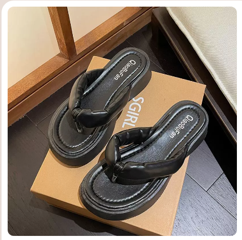 Thick-soled flip-flops (black upgrade/size 35-40) (contact customer service to confirm the shipping size after placing an order)】