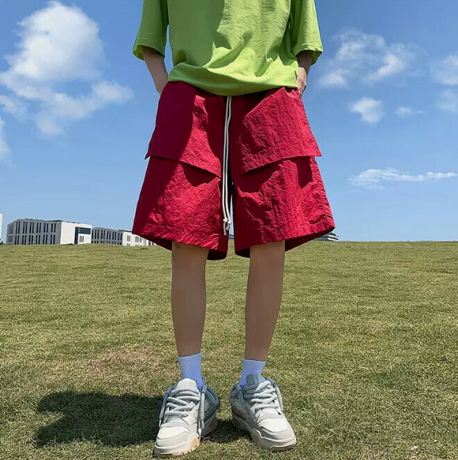 Quick-drying casual shorts (red M-5XL) (contact customer service to confirm the shipping size after placing an order)】