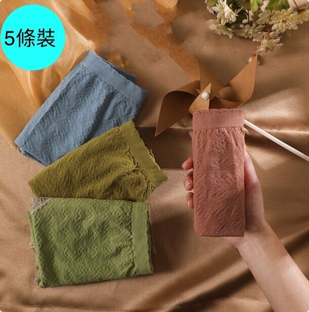 [5 packs] mid-rise cotton crotch breathable light underwear (one size) [color random]