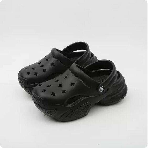 Summer Daddy Thick-bottomed Hole Baotou Slippers (1917 Black) [36-41 size] [Contact customer service to confirm shipping size after placing an order]