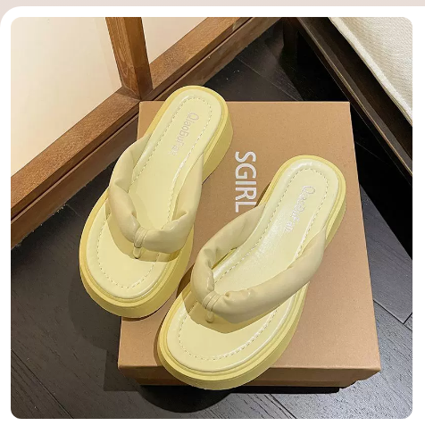 Thick-soled flip-flops (yellow upgraded version/35-40 yards) (contact customer service to confirm the shipping size after placing an order)】