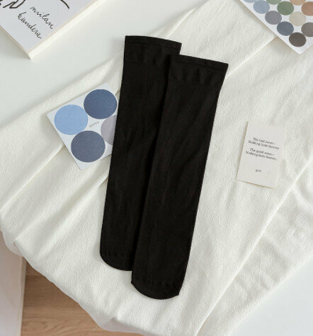 【4 Pairs】Summer Women's Velvet High Socks (Black)