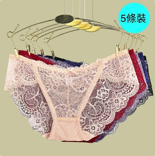 [5 pieces] low-rise lace cut-out panties (M-XL size) [random color, contact customer service to confirm the shipping size after placing an order]