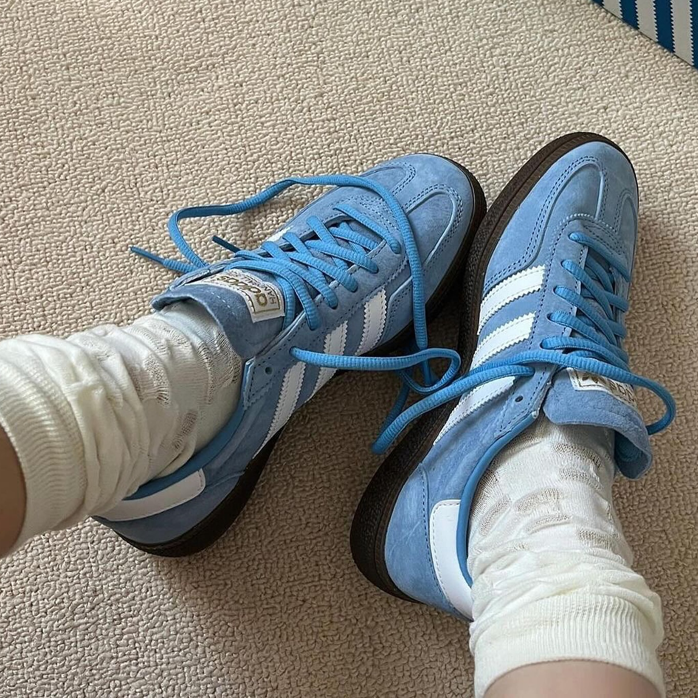 限時特價預購┃adidas HANDBALL SPEZIAL 麂皮 淺藍 膠底 復古藍白線