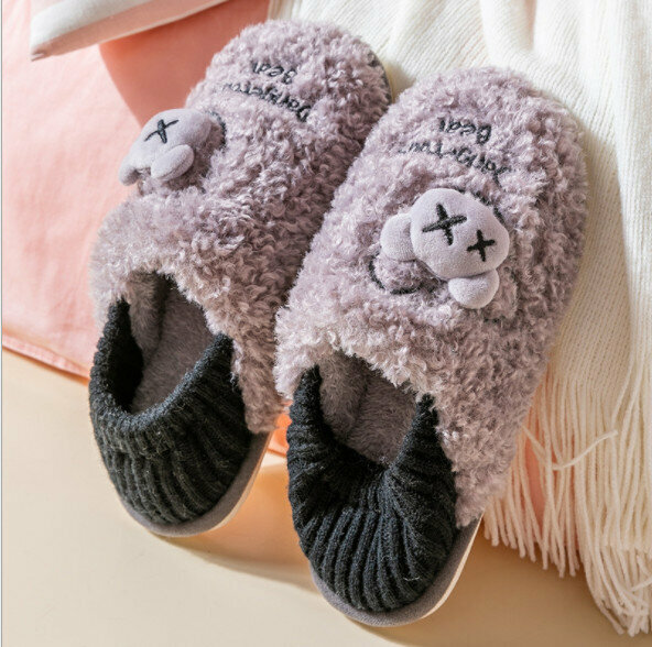 Plush couple cotton slippers (size 36-45 color 5 colors optional, please confirm with customer service after placing an order)