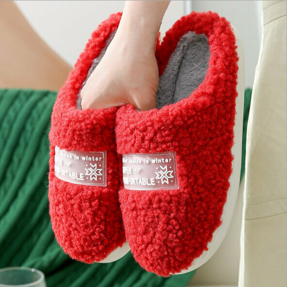 Plush couple cotton slippers (size 36-45, color 4 colors optional, please confirm with customer service after placing an order)