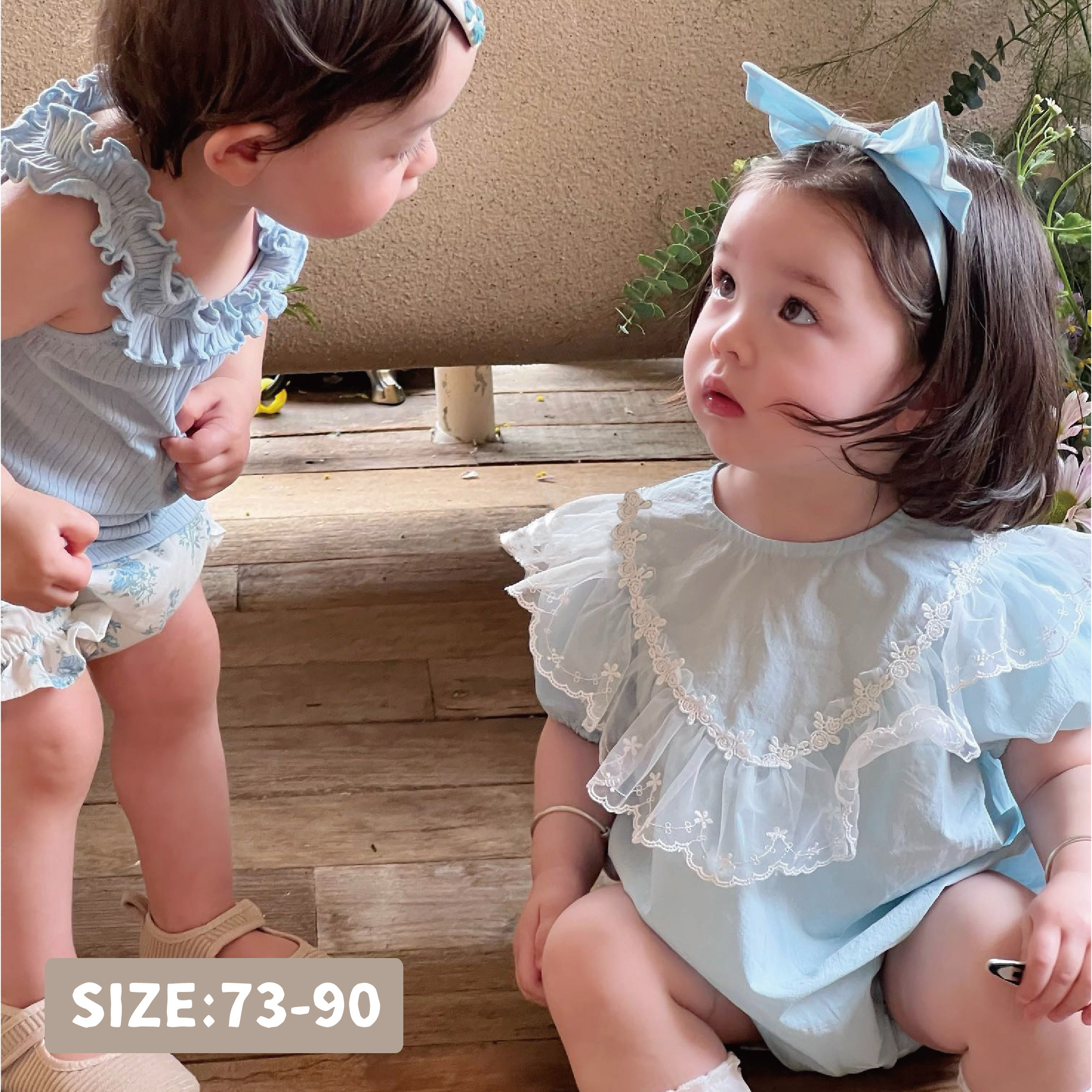 【JG0393】甜美緹花網紗刺繡包屁衣(附髮帶)