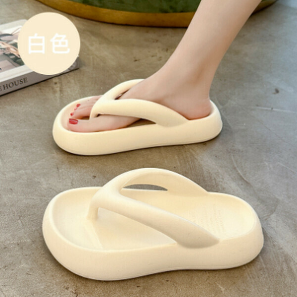 Soft-soled thick-soled clip-on herringbone sandals [white] [size 36-41] [Contact customer service to confirm size after placing an order]
