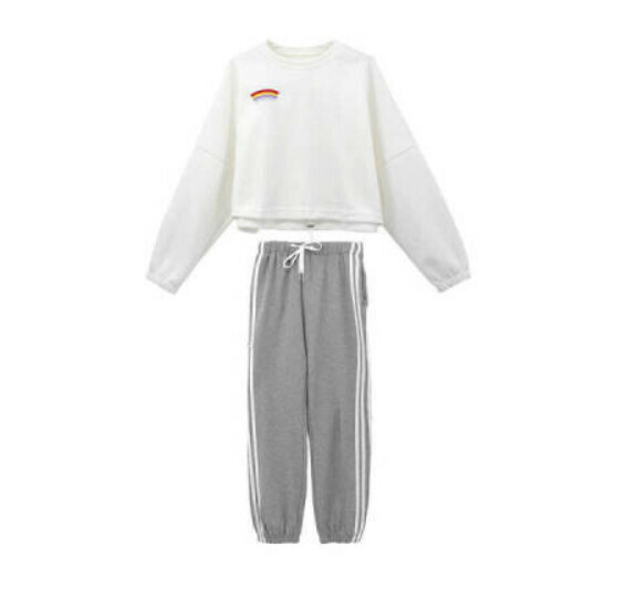 Loose sweatshirt leggings two-piece set [white] (size: S-XL) (Contact customer service to confirm the shipping size after placing an order)