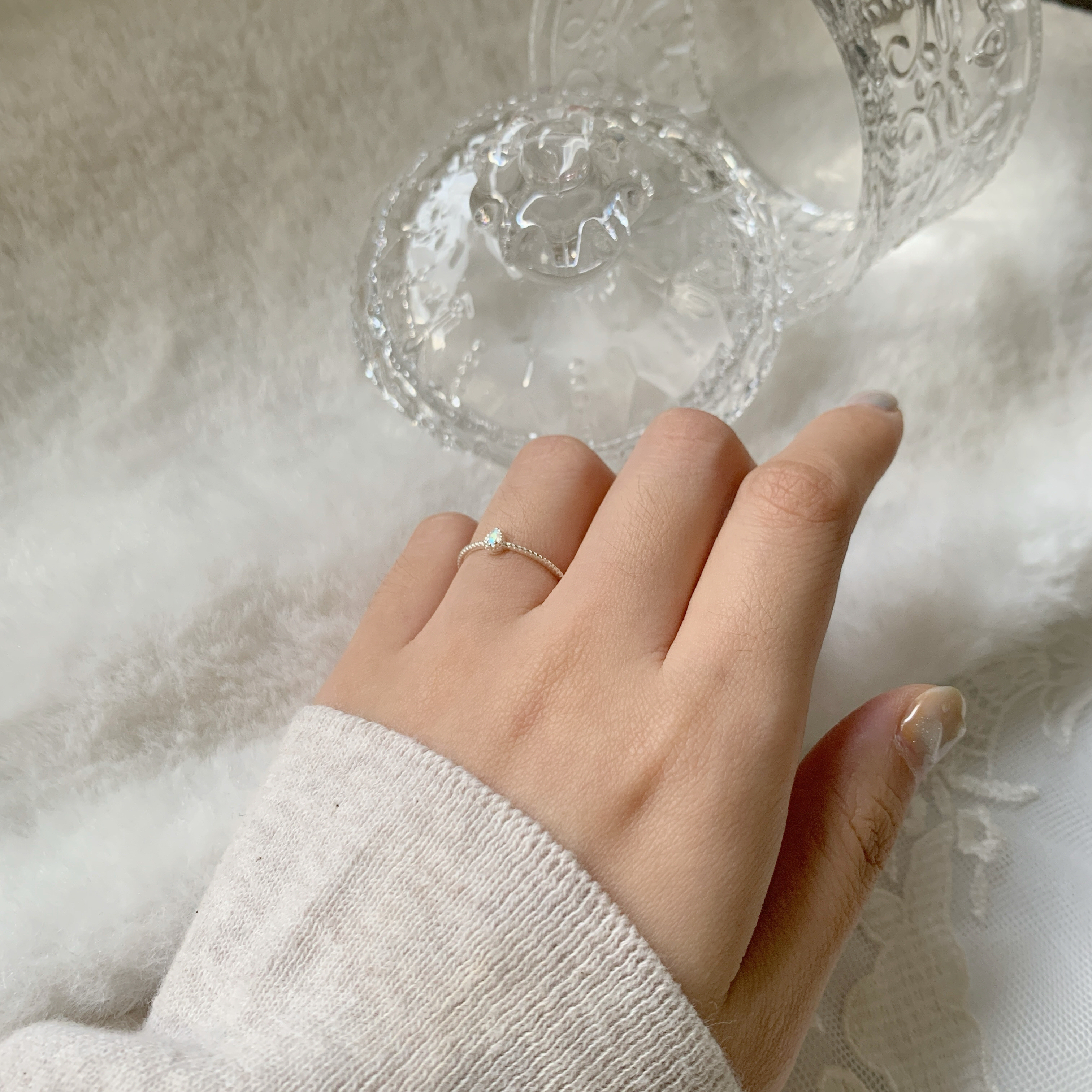 巴洛克水滴月光石戒指