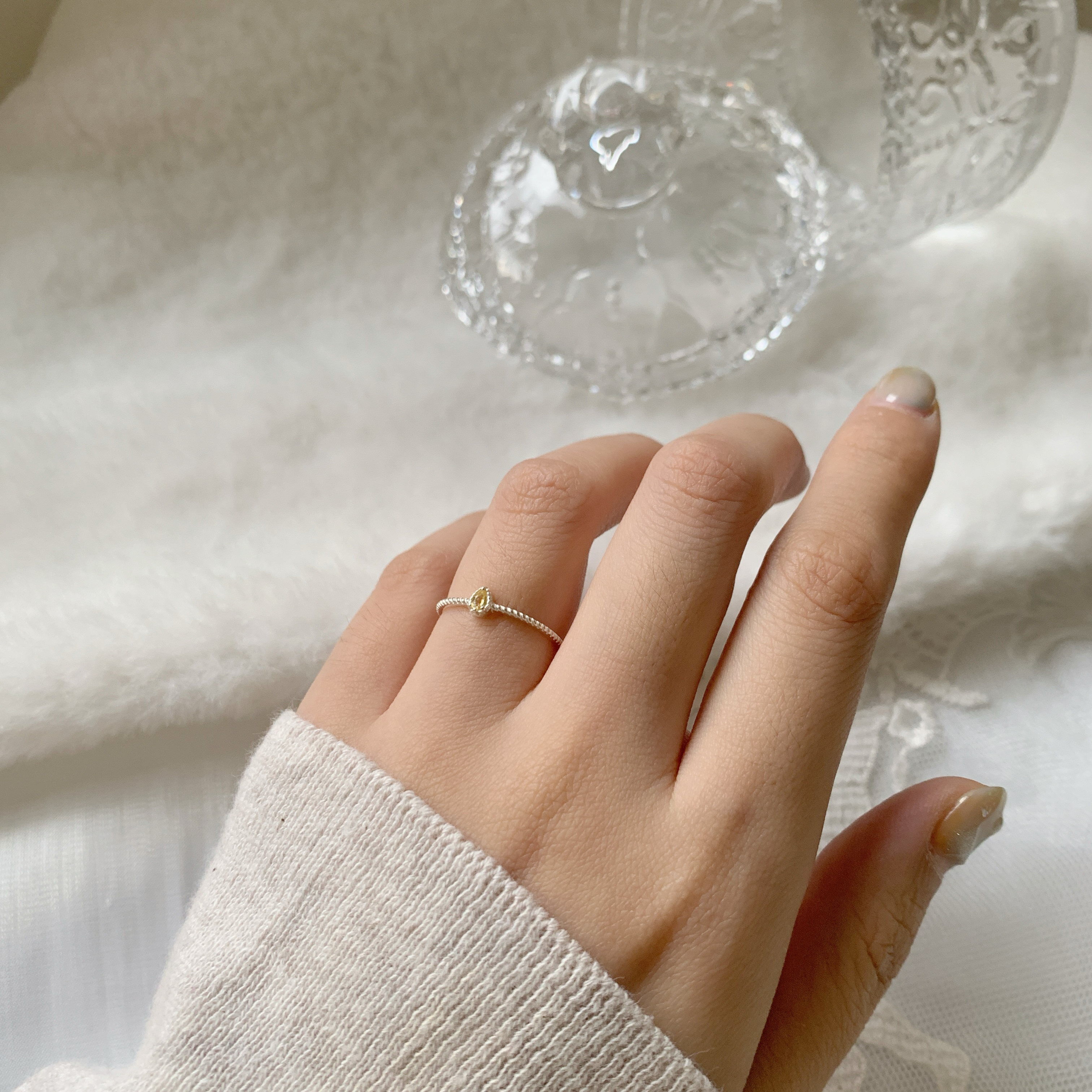 巴洛克水滴黃水晶戒指