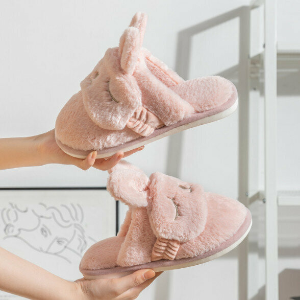 Plush cartoon couple cotton slippers (size 36-45, color 5 colors optional, please confirm with customer service after placing an order)
