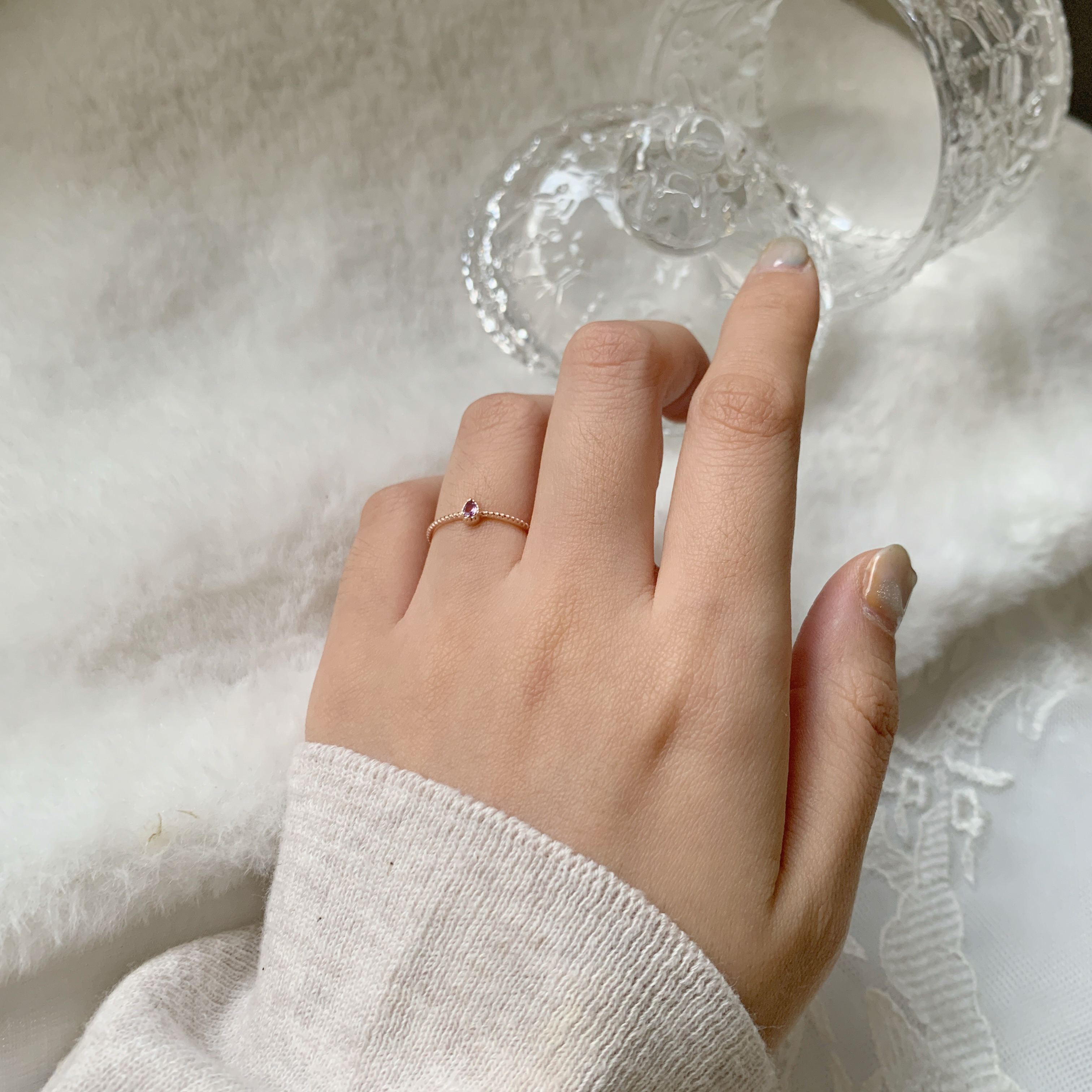 巴洛克水滴紫水晶戒指