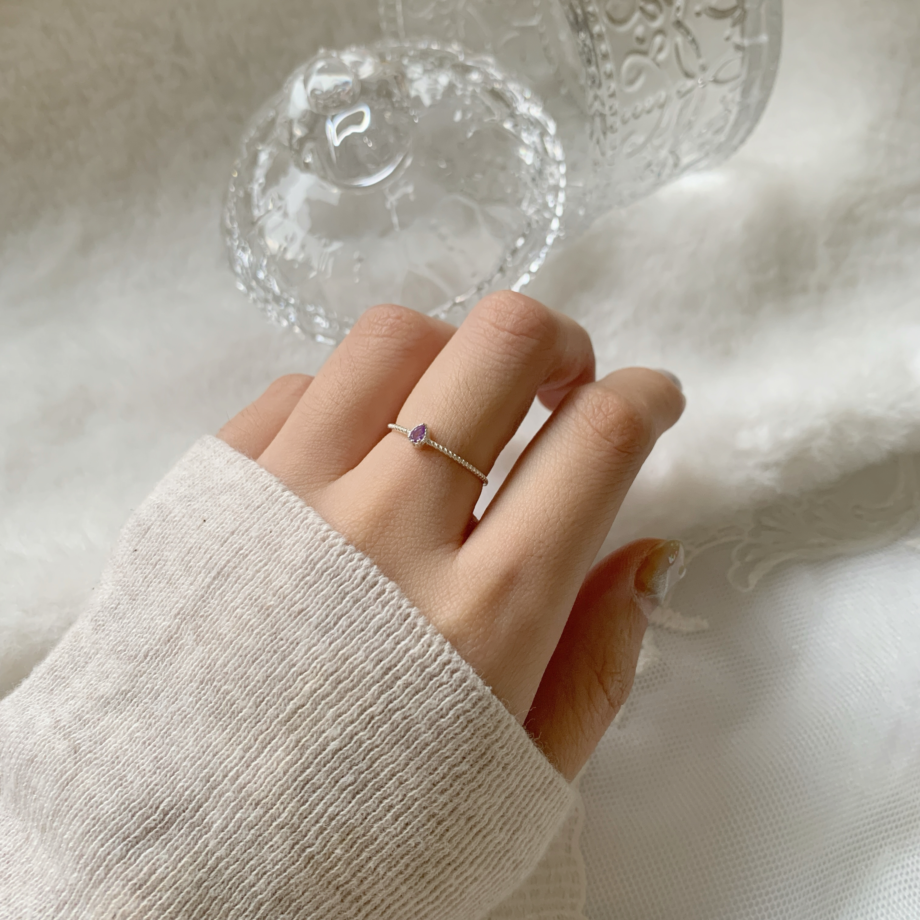 巴洛克水滴紫水晶戒指