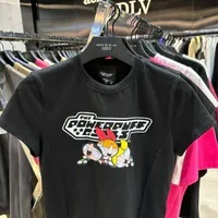 [S] ADLV THE POWERPUFF GIRL X ACMEDELAVIE LOGO CROP T-SHIRT,BLACK, ADLV24SS-SSCLPG-BLK (SAV335)