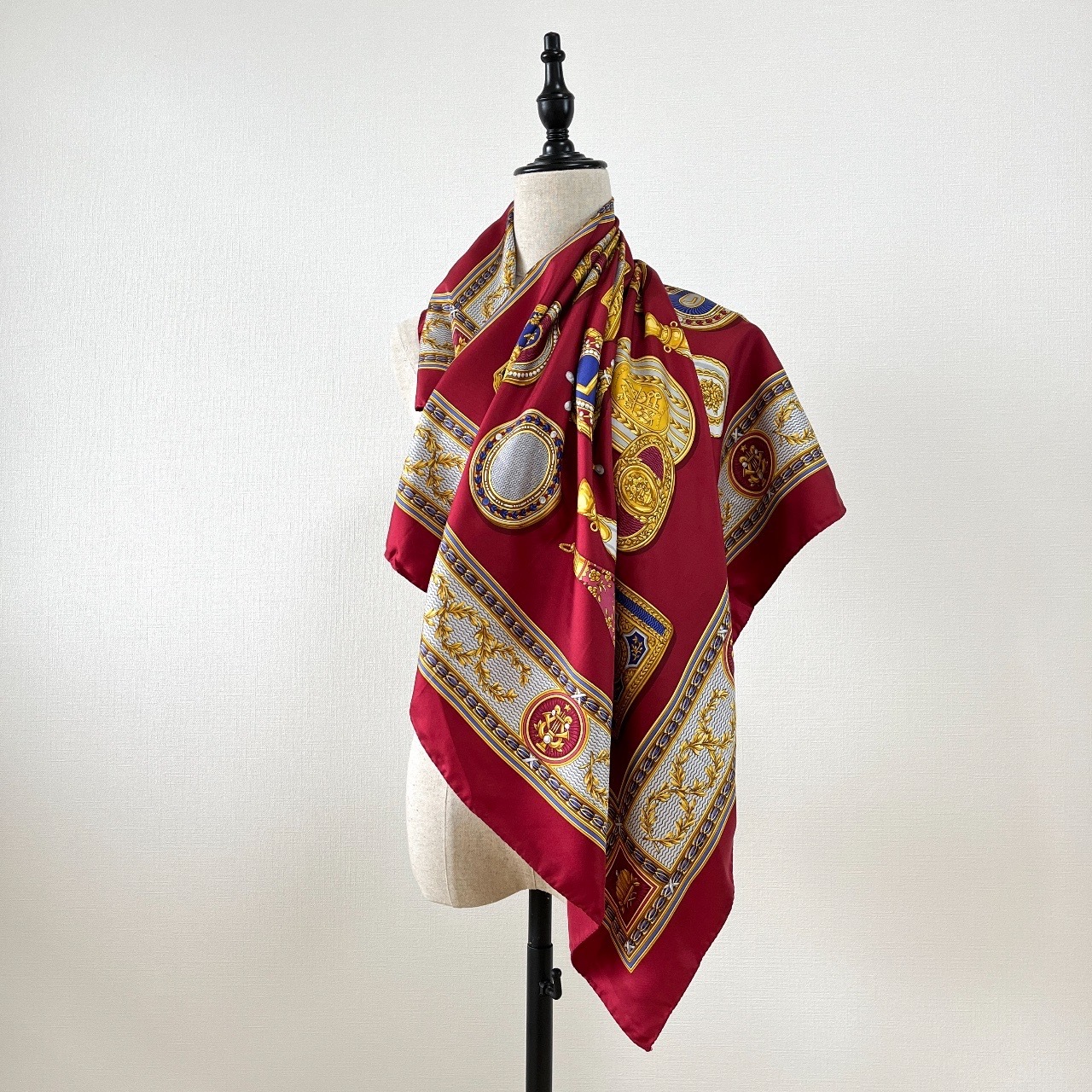 Vintage LANCEL意大利製酒紅色絲巾