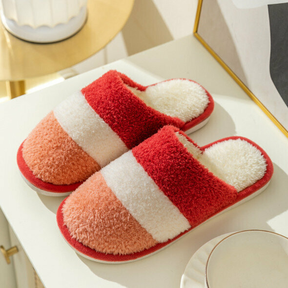 Home Warm Couple Cotton Slippers (Size 36-45 Colors 4 colors are optional, please confirm with customer service after placing an order)