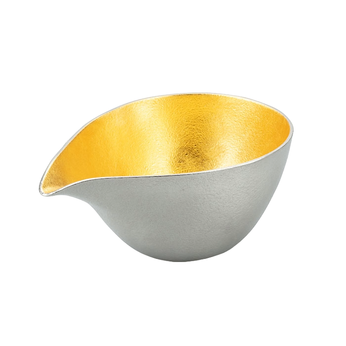 【能作 Nousaku】【金箔純錫】【片口中 & ぐい呑 金箔 2ケ セット組合】【日本富山縣】