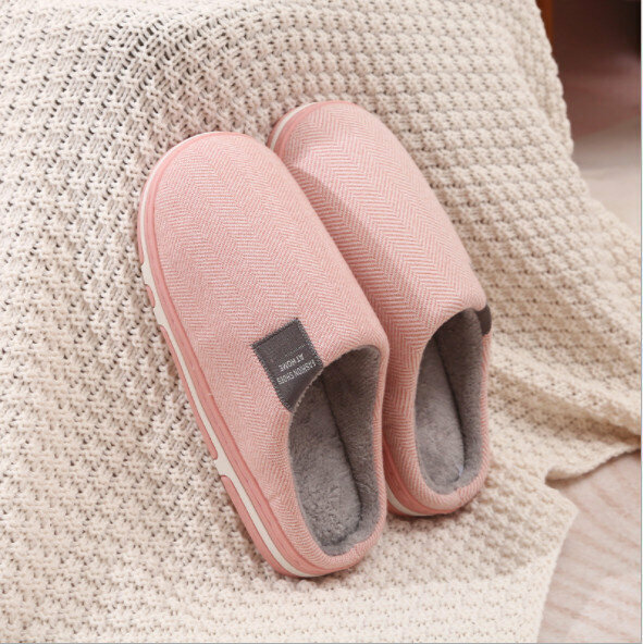 Home Warm Simple Couple Cotton Slippers (Size 36-45 Color 4 colors are optional, please confirm with customer service after placing an order)