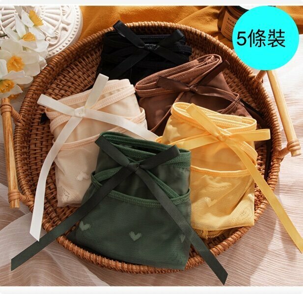 【5 Packs】Women's Cotton Crotch Lace Mid-Rise Briefs (M-XL Size) [Color Random, Contact Customer Service to Confirm Shipping Size After Placing an Order]