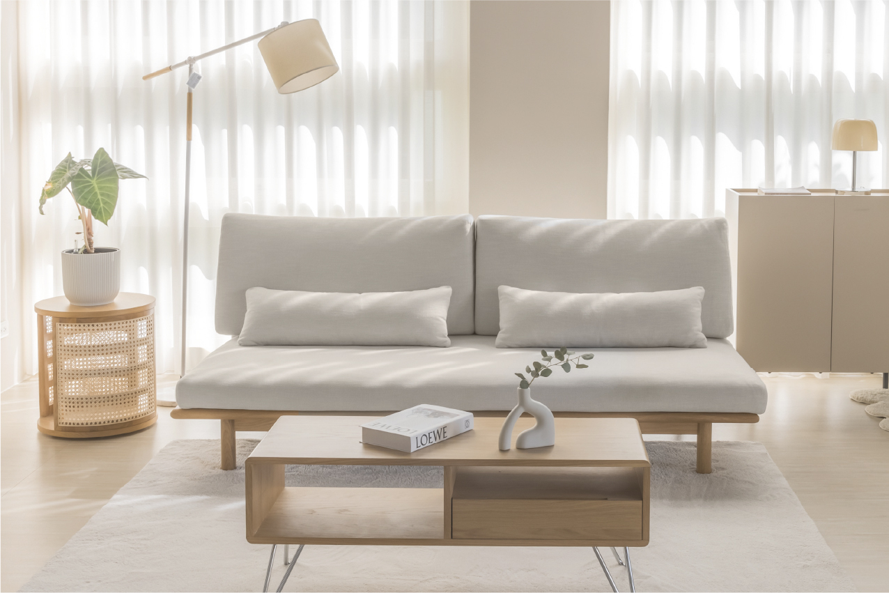 漫心感受-溫柔真摯的對待每一個人，保持著對世界好奇與探索的心，喜歡閱讀和書寫，擁有純真的想法和心底的善良，喜歡感受生活的每一處小細節。家具大量使用原木與空間呼應，顏色設定在單一色階內，使用同色系軟裝襯托，塑造出空間平靜與和諧感。