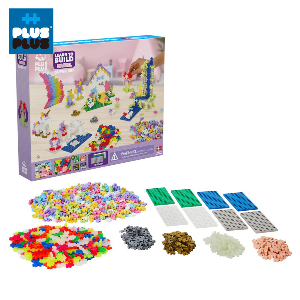 【++Plus-Plus 加加積木】自由創作驚喜組夢幻1200片(夢幻+霓虹+新色+底板)