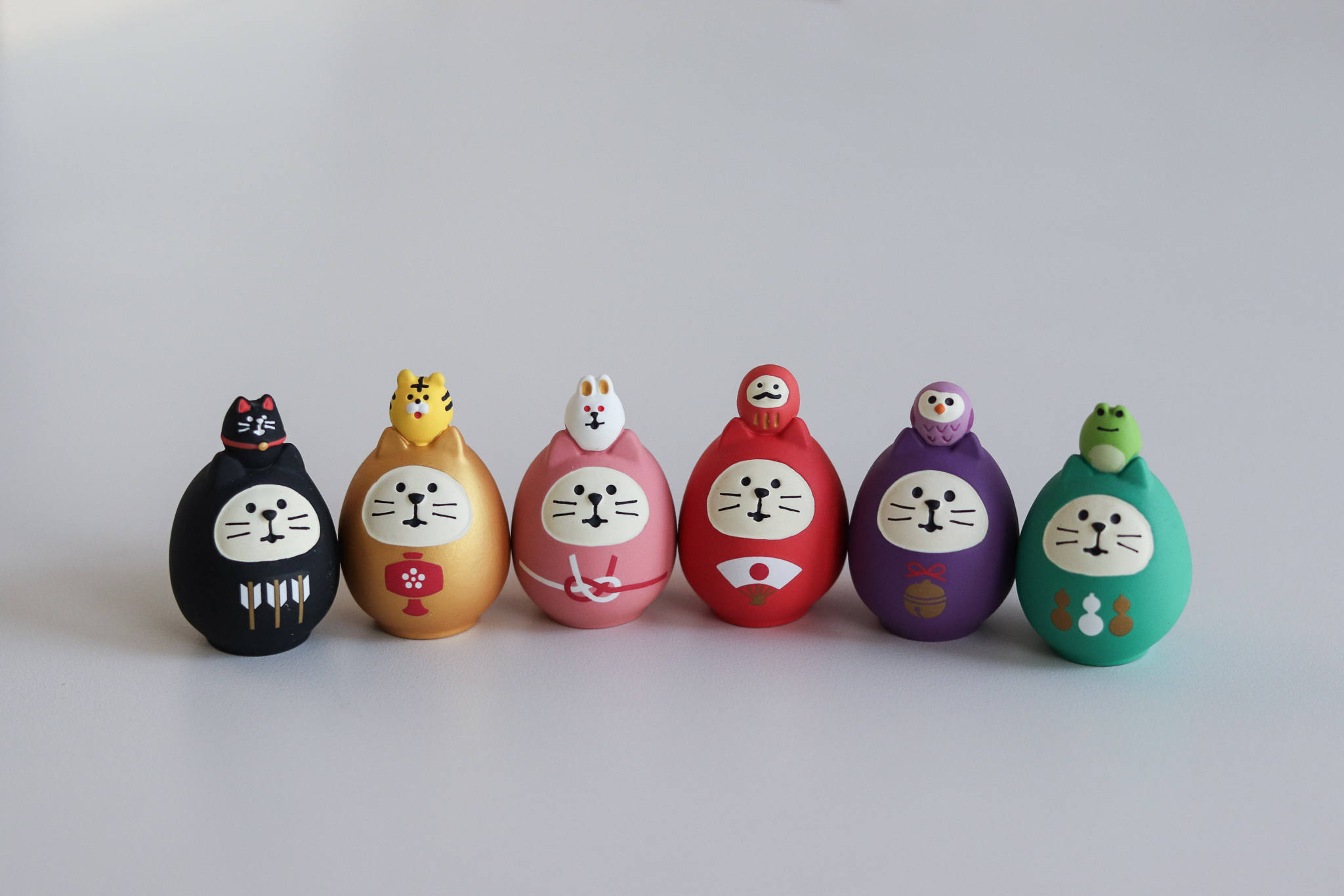 Decole 福運貓咪達摩 鳩三寶