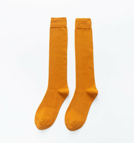 【3 pairs】Women's combed cotton solid color high socks (ginger)